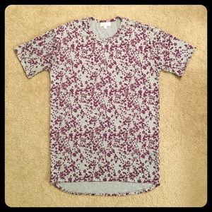 LuLaRoe Patrick T small gray and purple floral